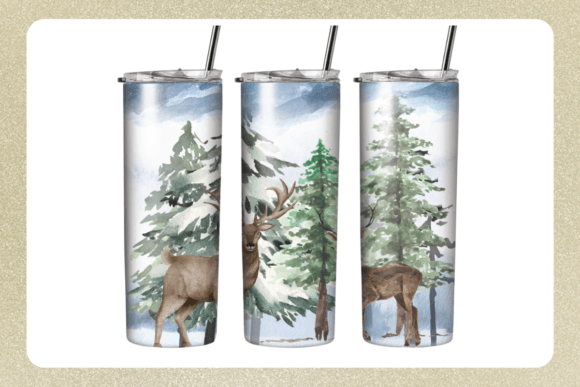 20 Oz Skinny Tumbler Reindeer Christmas