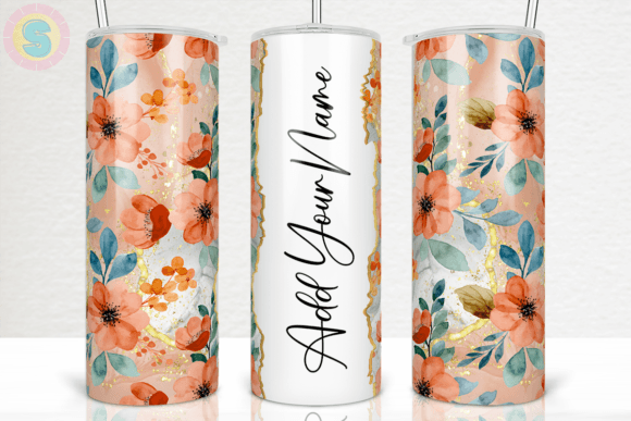 Add Your Name Floral 20Oz Tumbler Wrap
