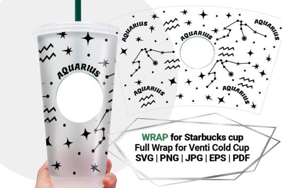 Aquarius Wrap for Starbucks 24 Oz Cup