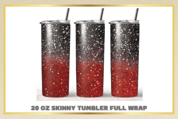Black Red Glitter 20 Oz Skinny Tumbler
