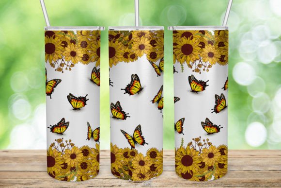 Butterflies and Sunflowers Tumbler Wrap