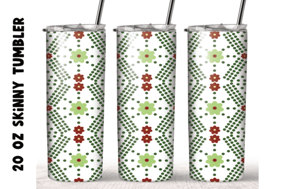 Christmas Flowers Dot Green Tumbler Wrap