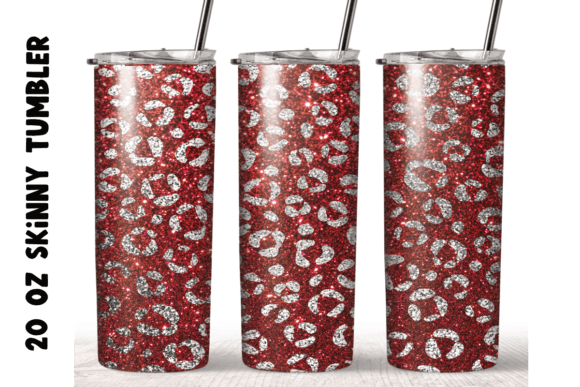 Christmas Red Glitter Leopard Tumbler