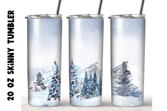 Christmas Watercolor Trees Tumbler Wrap