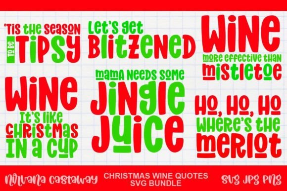 Christmas Wine Quotes SVG Craft Bundle