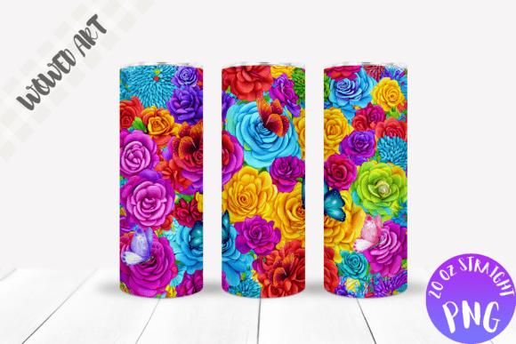Colored Flowers 20oz Skinny Tumbler Wrap