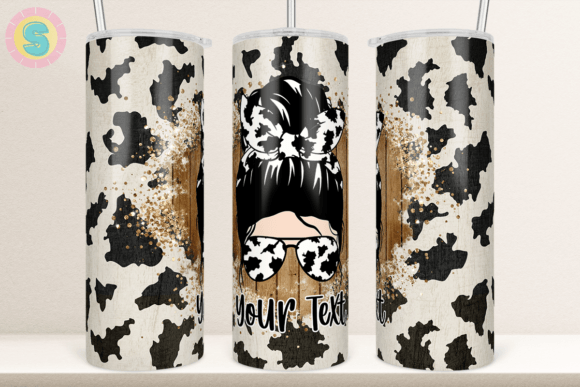 Cowhide Wood Messy Bun 20Oz Tumbler Wrap