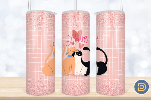 Cute Cat Love Glitter 20Oz Tumbler Wrap