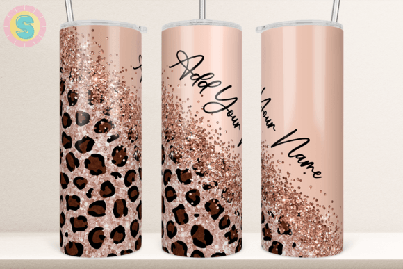 Diagonal Leopard Rose Gold Tumbler Wrap