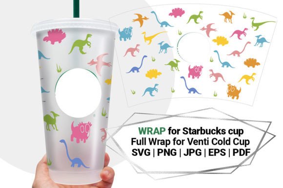 Dinosaurs Wrap for Starbucks 24 Oz Cup