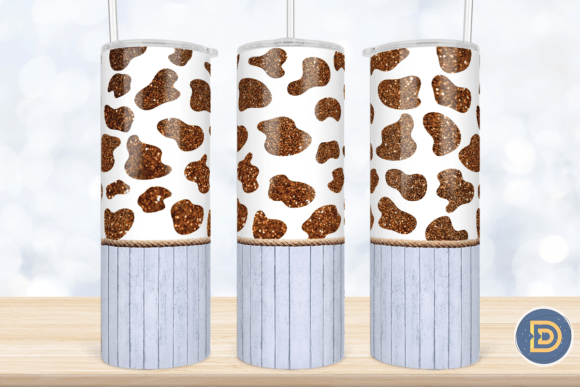 Glitter Cow Wood 20Oz Tumbler PNG