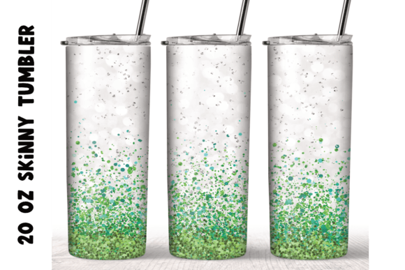 Glitter Green Silver 20oz Skinny Tumbler