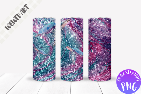 Glitter Turtle 20 Oz Skinny Tumbler Wrap