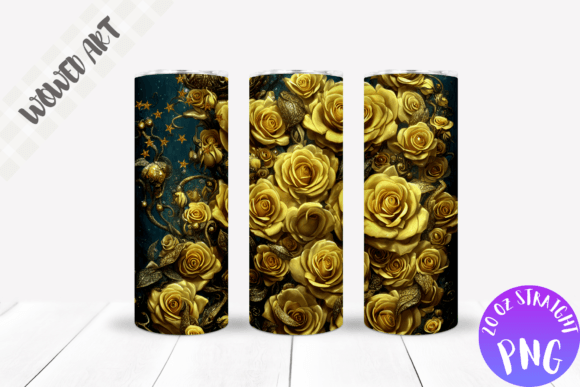Gold Roses Tumbler Wrap Sublimation