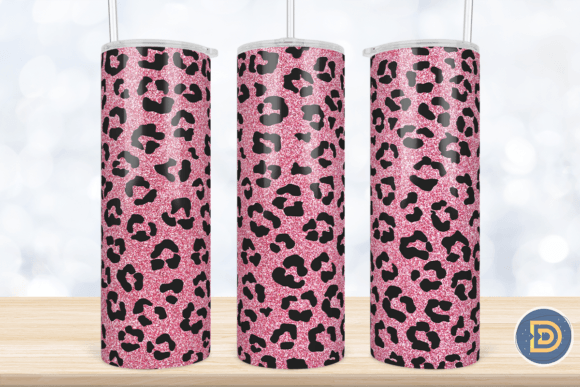 Pink Glitter Leopard Valentine Tumbler