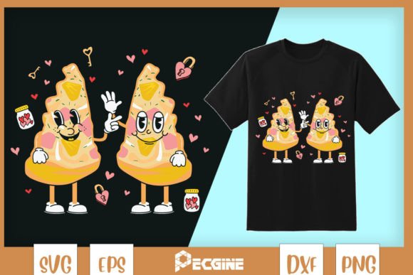 Pizza Couple Fastfood Valentine SVG