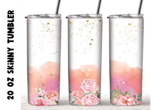 Rose Flowers Watercolor Tumbler Wrap