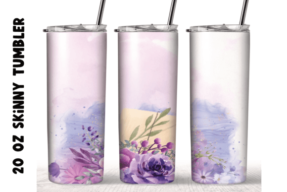Rose Puple Watercolor Flowers Tumbler