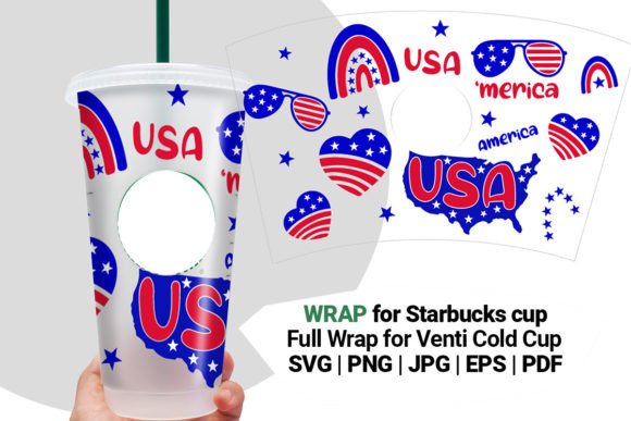 USA Wrap for Starbucks 24 Oz Cup