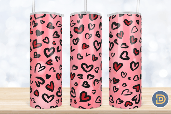 Valentine Hearts Sublimation Tumbler PNG