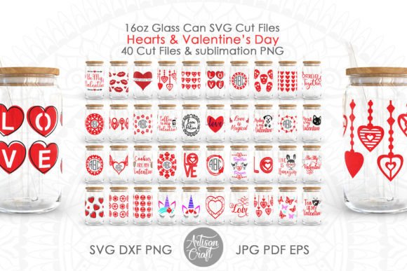 Valentines Can Glass Wrap SVG 16oz