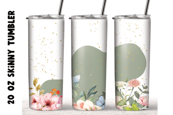 Watercolor Flower Butterfly Tumbler Wrap
