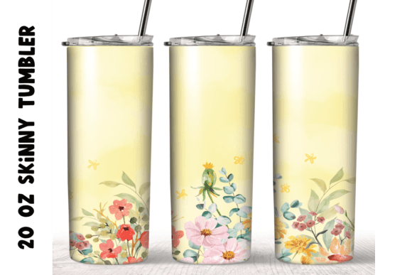 Watercolor Flowers Garden Tumbler Wrap