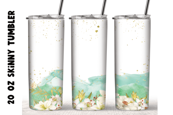 Watercolor Lily Flowers Tumbler Wrap
