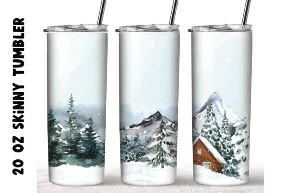 Winter Snow Christmas Trees Tumbler Wrap